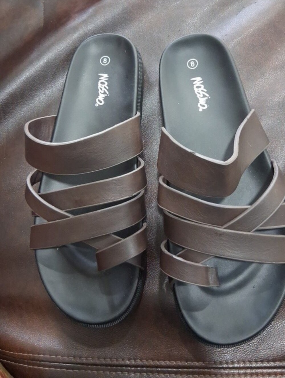 Mossimo Supply Co. Brown Multi-Strap Slide Sandals